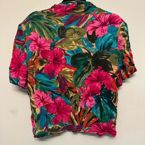Vintage Pink and Green Floral Button Down Shirt Medium - Picture 4 of 5